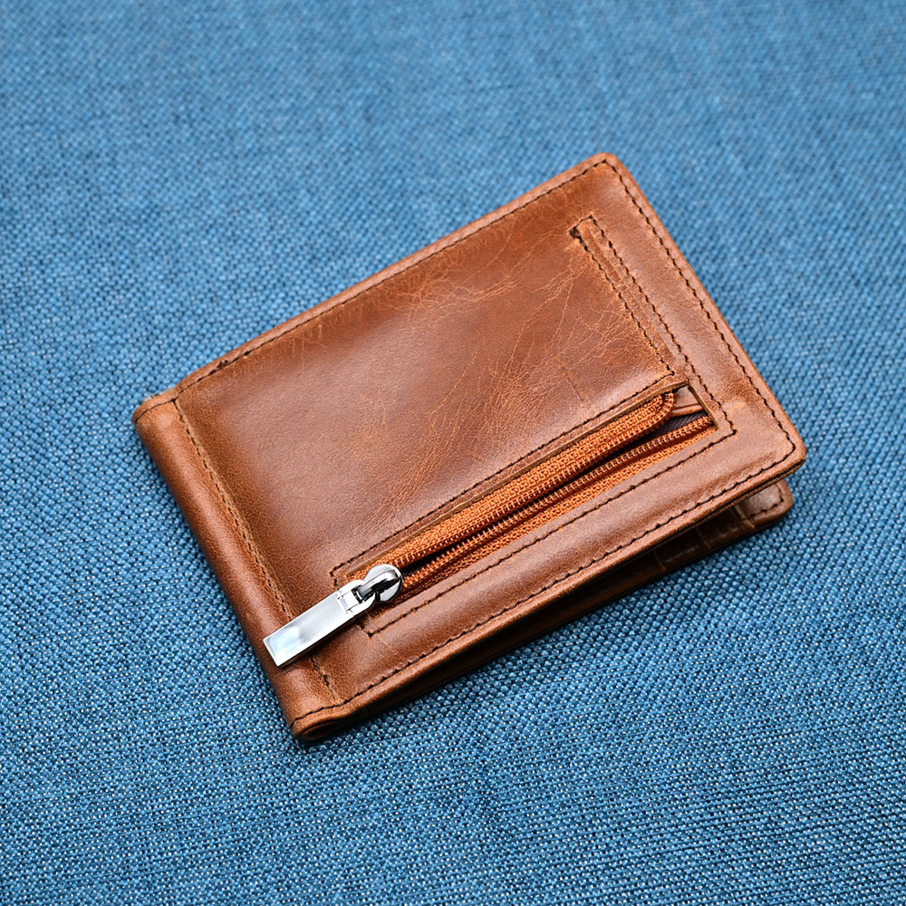 Money Clip Magnetic - Genuine Leather Mens Wallet Money Clip